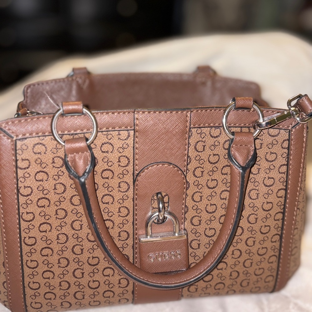 Guess Brown Logo Tote Bag